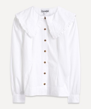 Ganni - Big Collar Fitted Cotton Shirt image number 0