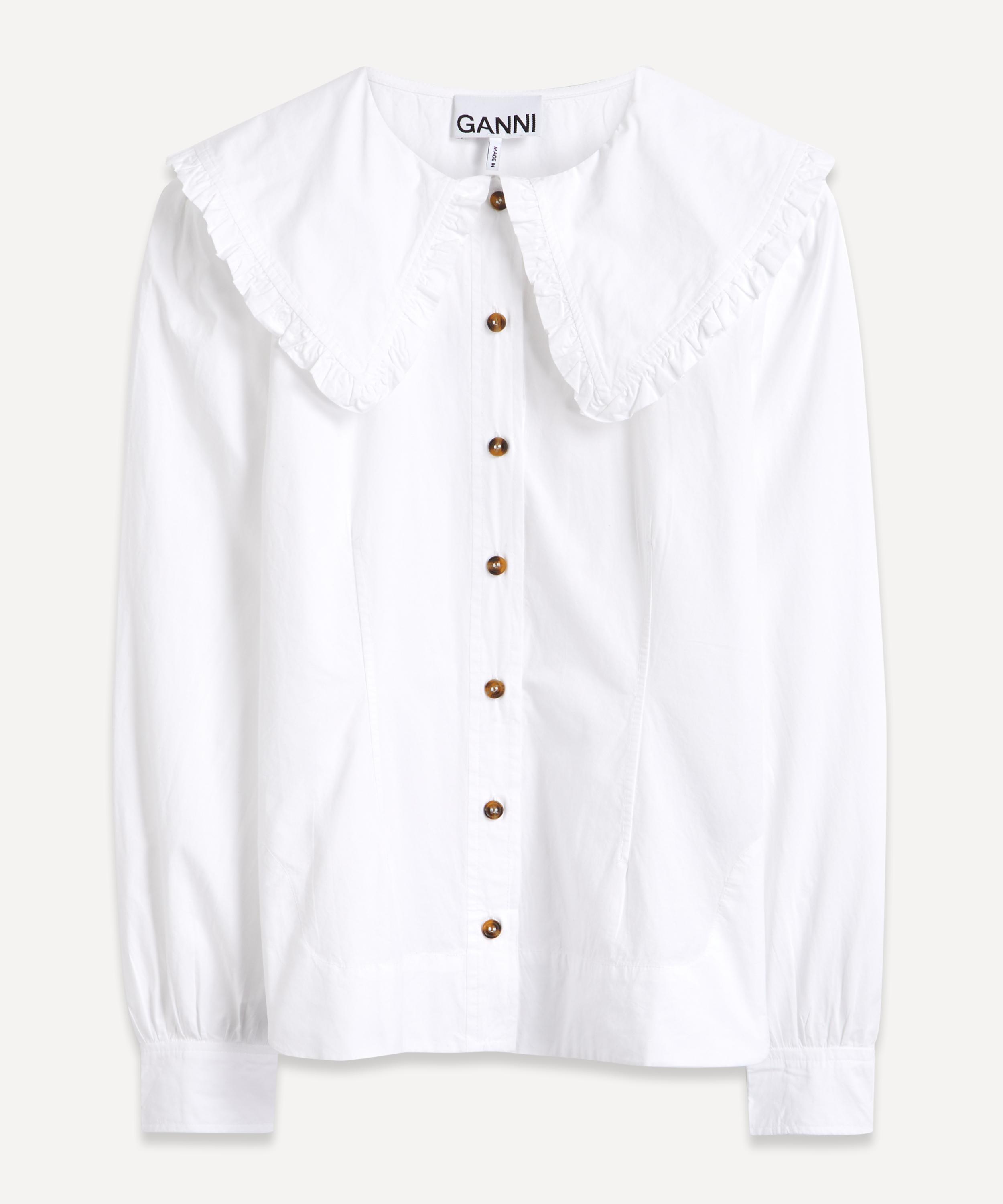 Ganni - Big Collar Fitted Cotton Shirt image number 0