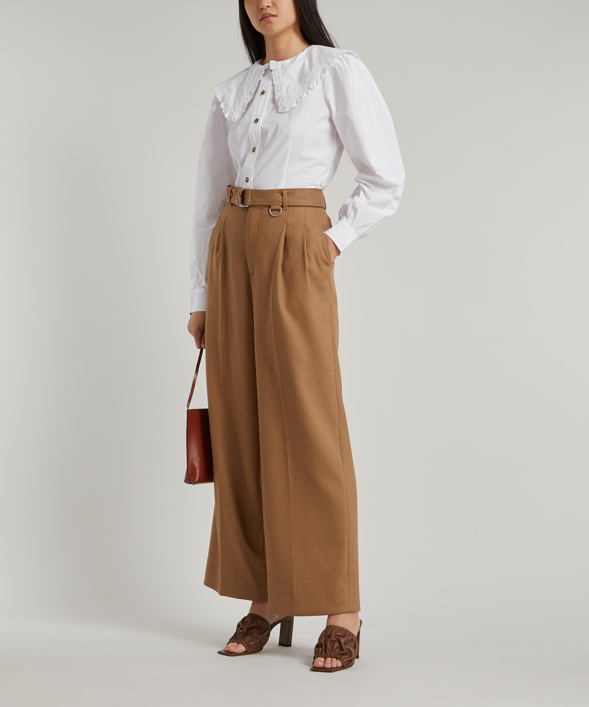 Ganni - Big Collar Fitted Cotton Shirt image number 3