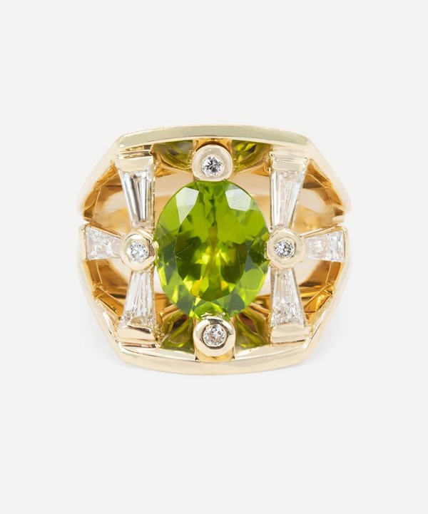 Kojis - 14ct Gold Peridot and Diamond Cocktail Ring image number null