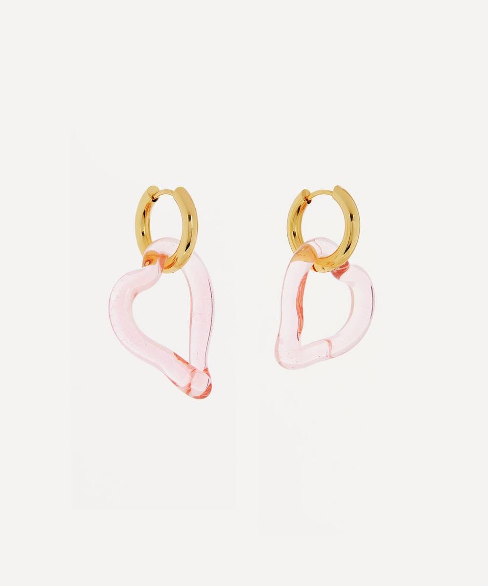 Sandralexandra - Gold-Plated Heart of Glass Hoop Earrings