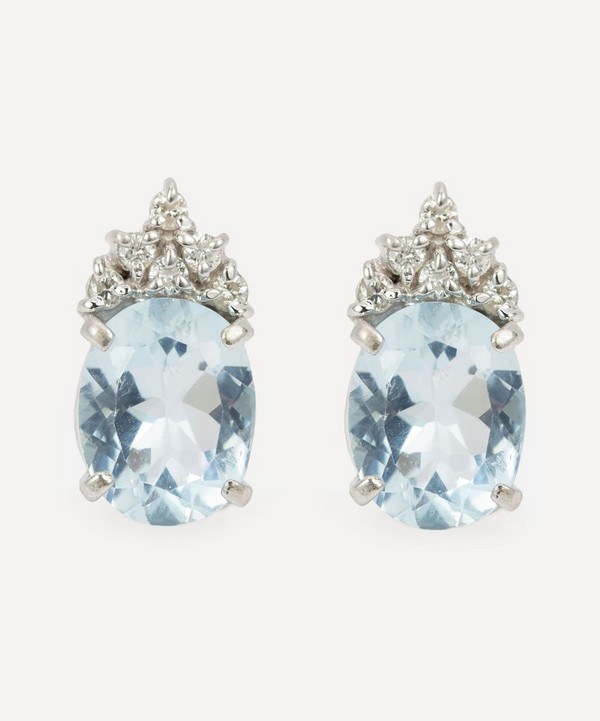 Kojis - 14ct White Gold Aquamarine and Diamond Earrings image number null
