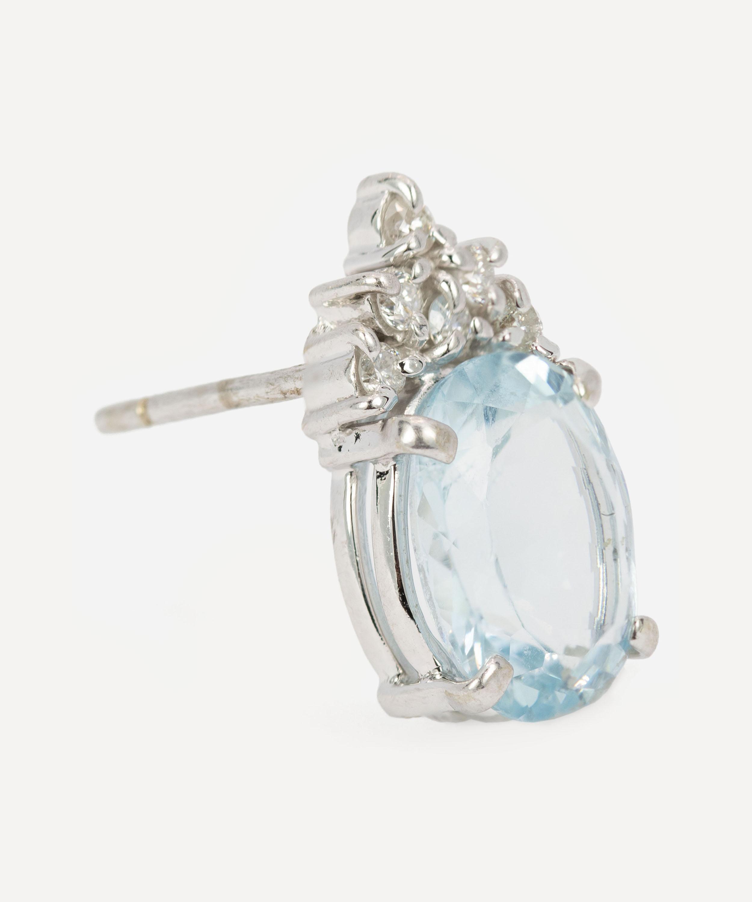 Kojis - 14ct White Gold Aquamarine and Diamond Earrings image number 1