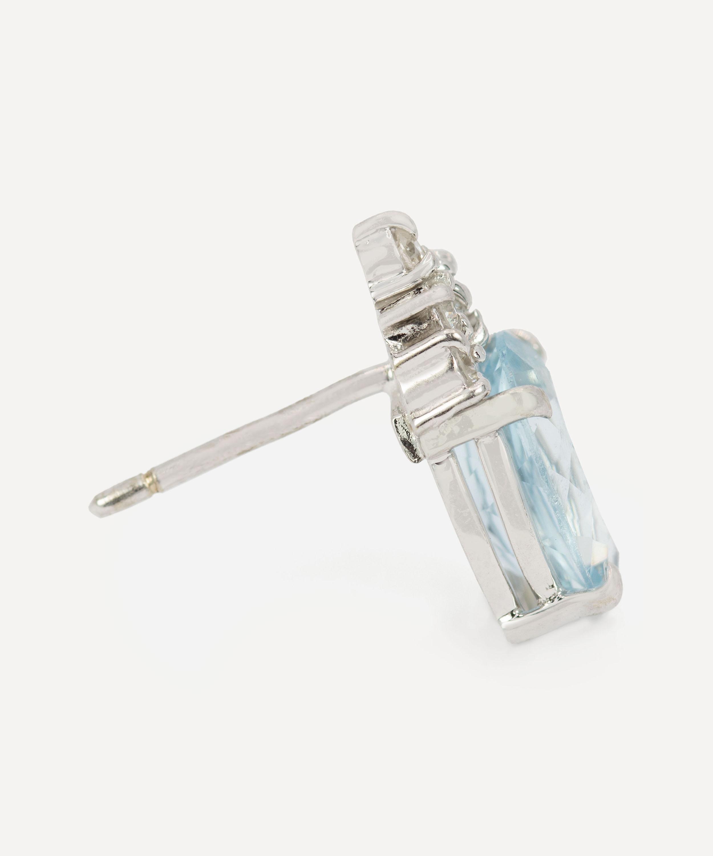 Kojis - 14ct White Gold Aquamarine and Diamond Earrings image number 2