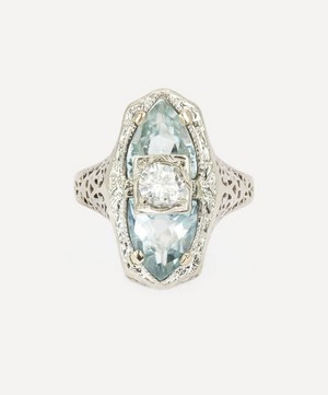 Kojis - 14ct Gold Art Deco Aquamarine and Diamond Ring image number 0
