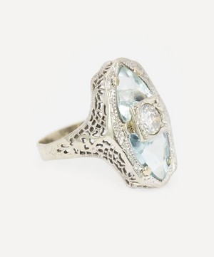 Kojis - 14ct Gold Art Deco Aquamarine and Diamond Ring image number 1