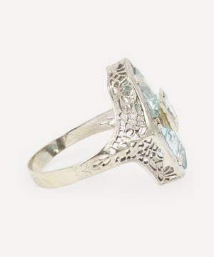 Kojis - 14ct Gold Art Deco Aquamarine and Diamond Ring image number 3
