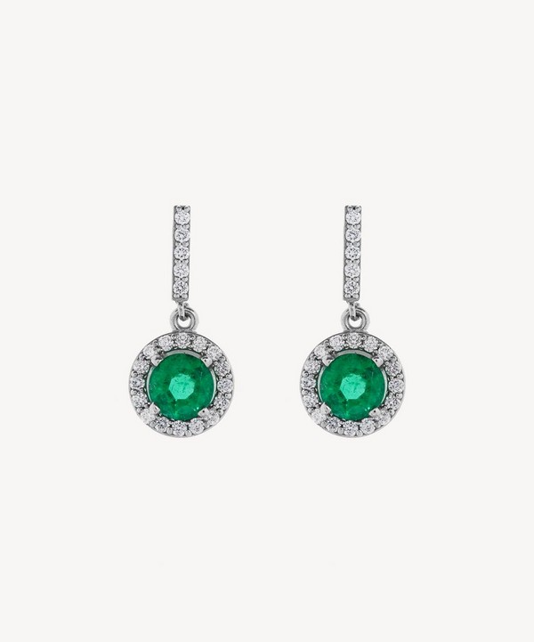Kojis - Platinum Emerald and Diamond Drop Earrings image number null
