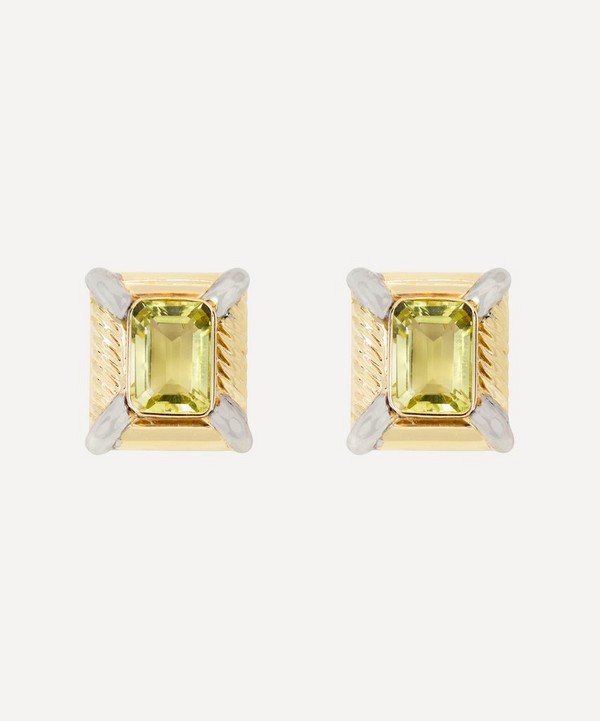 Kojis - 14ct Gold 1980s Large Citrine Clip-On Earrings image number null