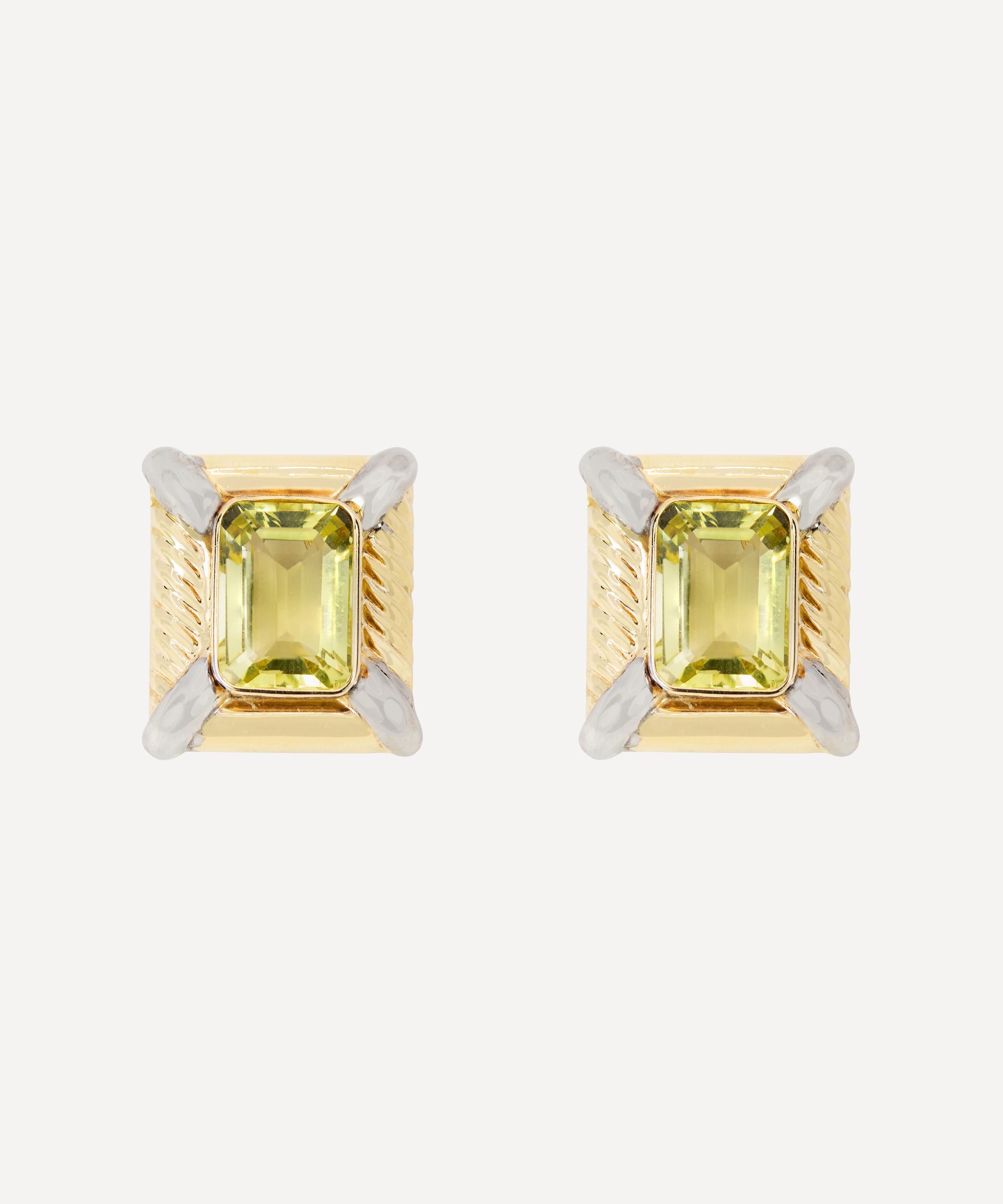 Kojis - 14ct Gold 1980s Large Citrine Clip-On Earrings image number 0