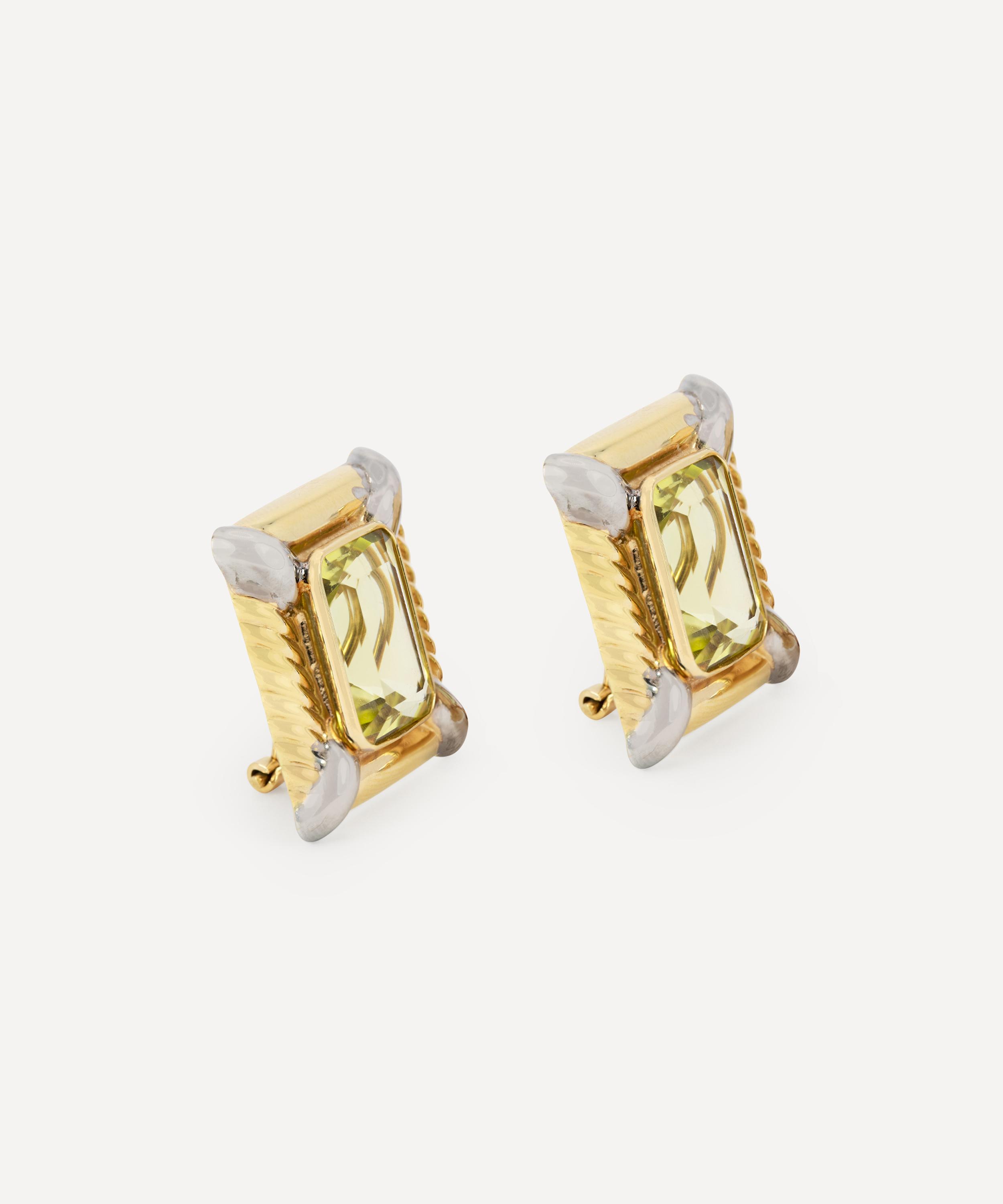 Kojis - 14ct Gold 1980s Large Citrine Clip-On Earrings image number 1