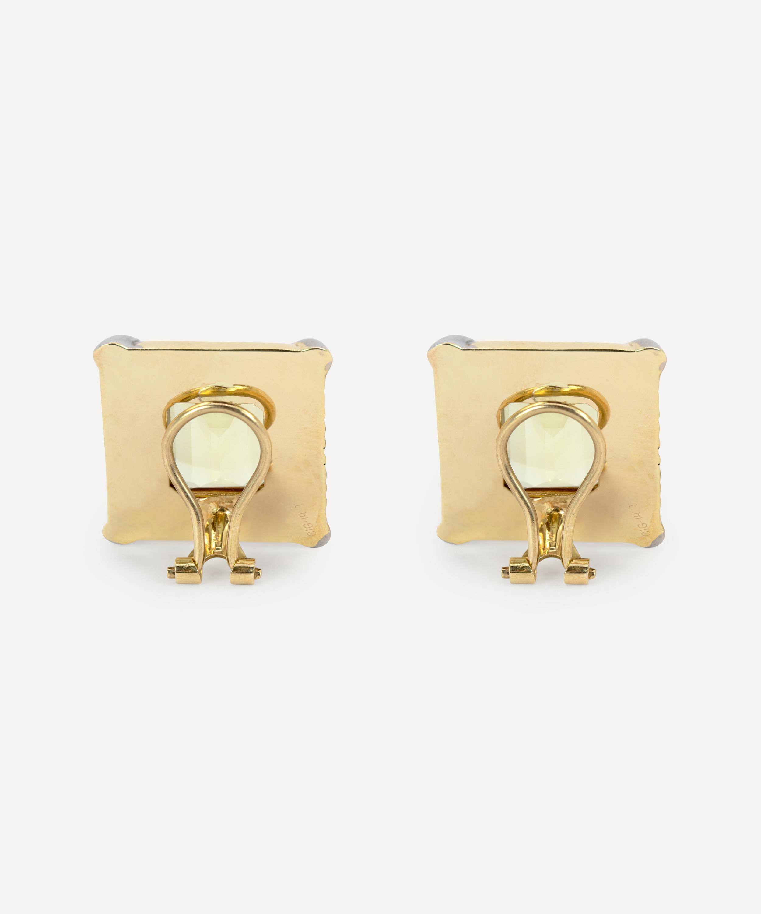 Kojis - 14ct Gold 1980s Large Citrine Clip-On Earrings image number 2