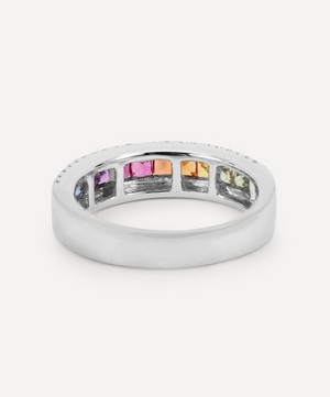 Kojis - 18ct White Gold Rainbow Collection Multi-Sapphire and Diamond Band Ring image number 3