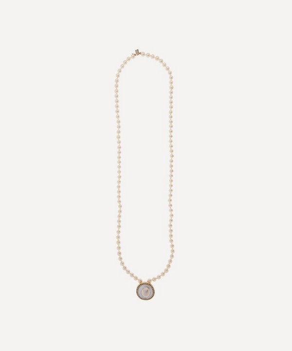 Kojis - Mabé Pearl and Diamond Clasp Double Pearl Necklace image number null