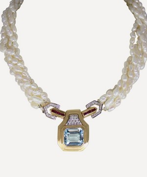 Kojis - 1940s Blue Topaz and Pearl Torque Necklace image number 1