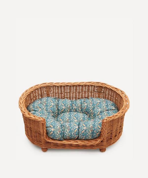 Coco & Wolf - Strawberry Thief Oval Rattan Dog Bed