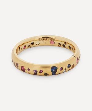 18ct Gold Rainbow Sapphire Confetti Ring