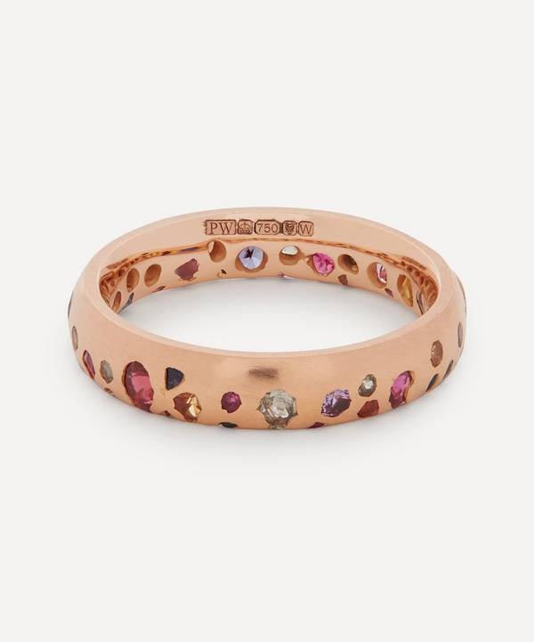 Polly Wales - Rose Gold Rainbow Sapphire Confetti Ring image number 0