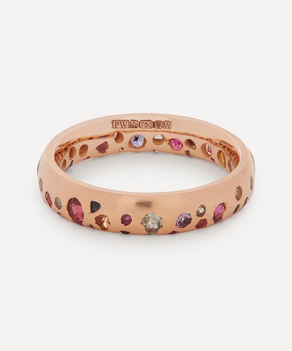 Polly Wales - Rose Gold Rainbow Sapphire Confetti Ring image number null
