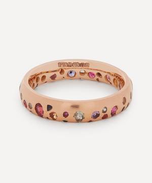Rose Gold Rainbow Sapphire Confetti Ring