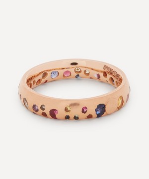 Polly Wales - Rose Gold Rainbow Sapphire Confetti Ring image number 2
