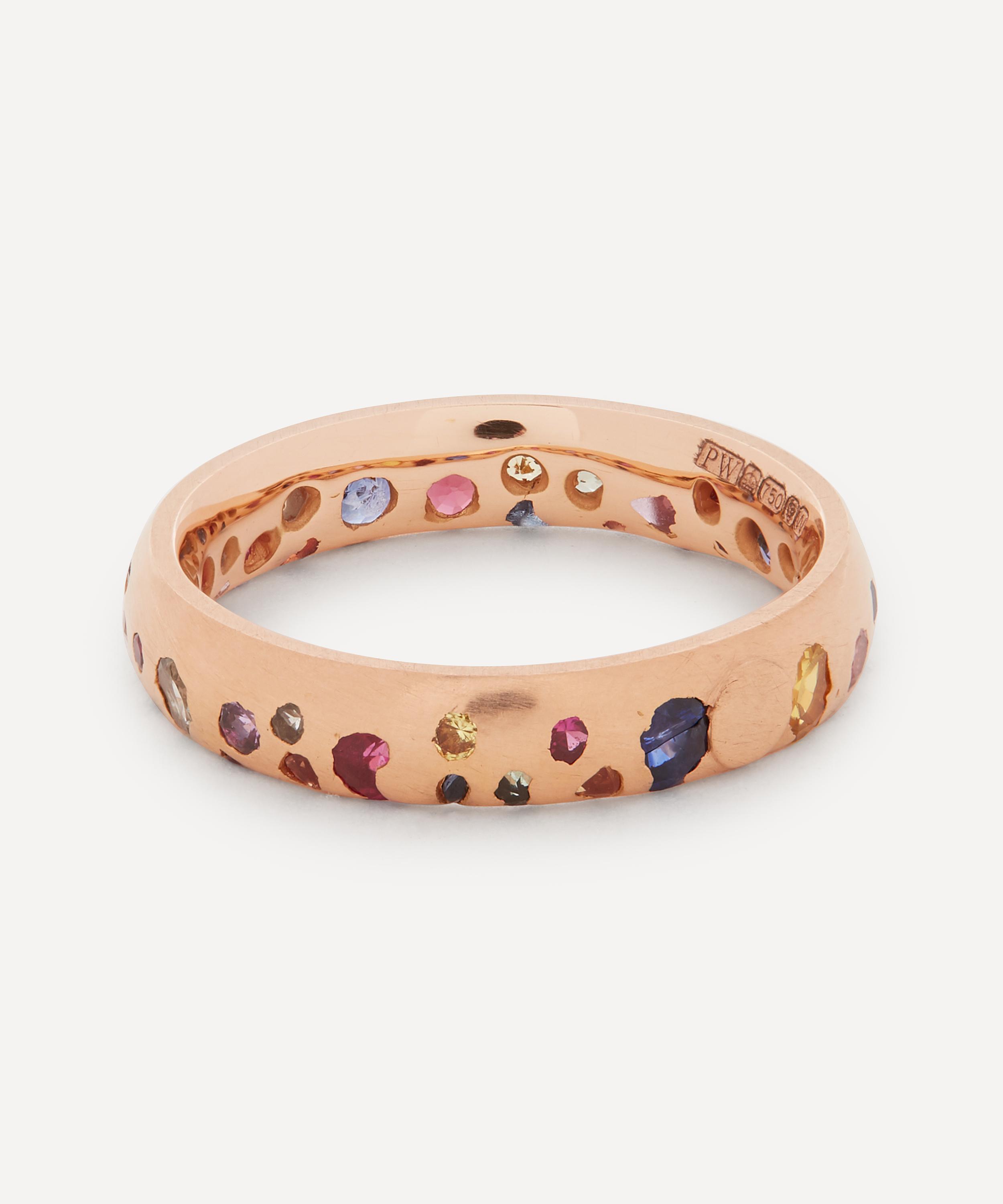 Polly Wales - Rose Gold Rainbow Sapphire Confetti Ring image number 2