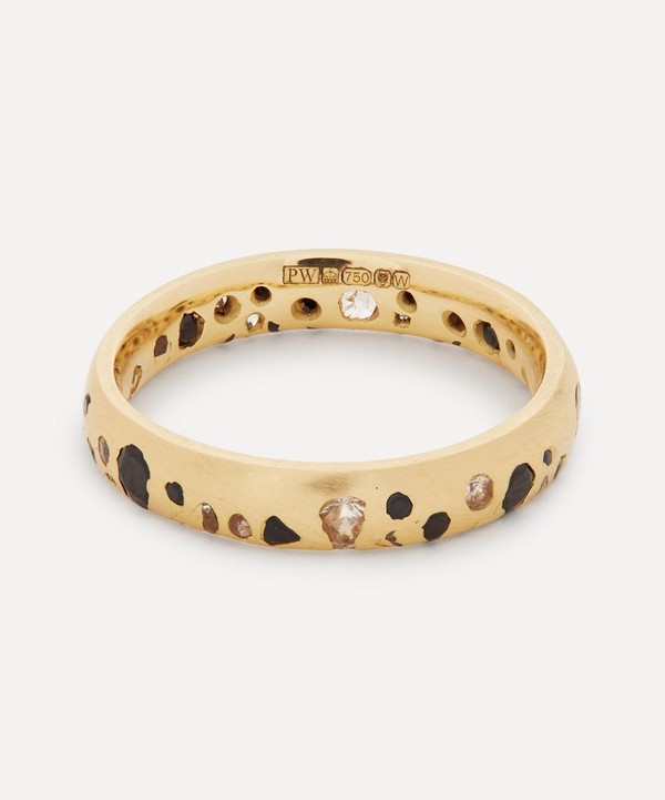 Polly Wales - 18ct Gold Black and White Sapphire Confetti Ring