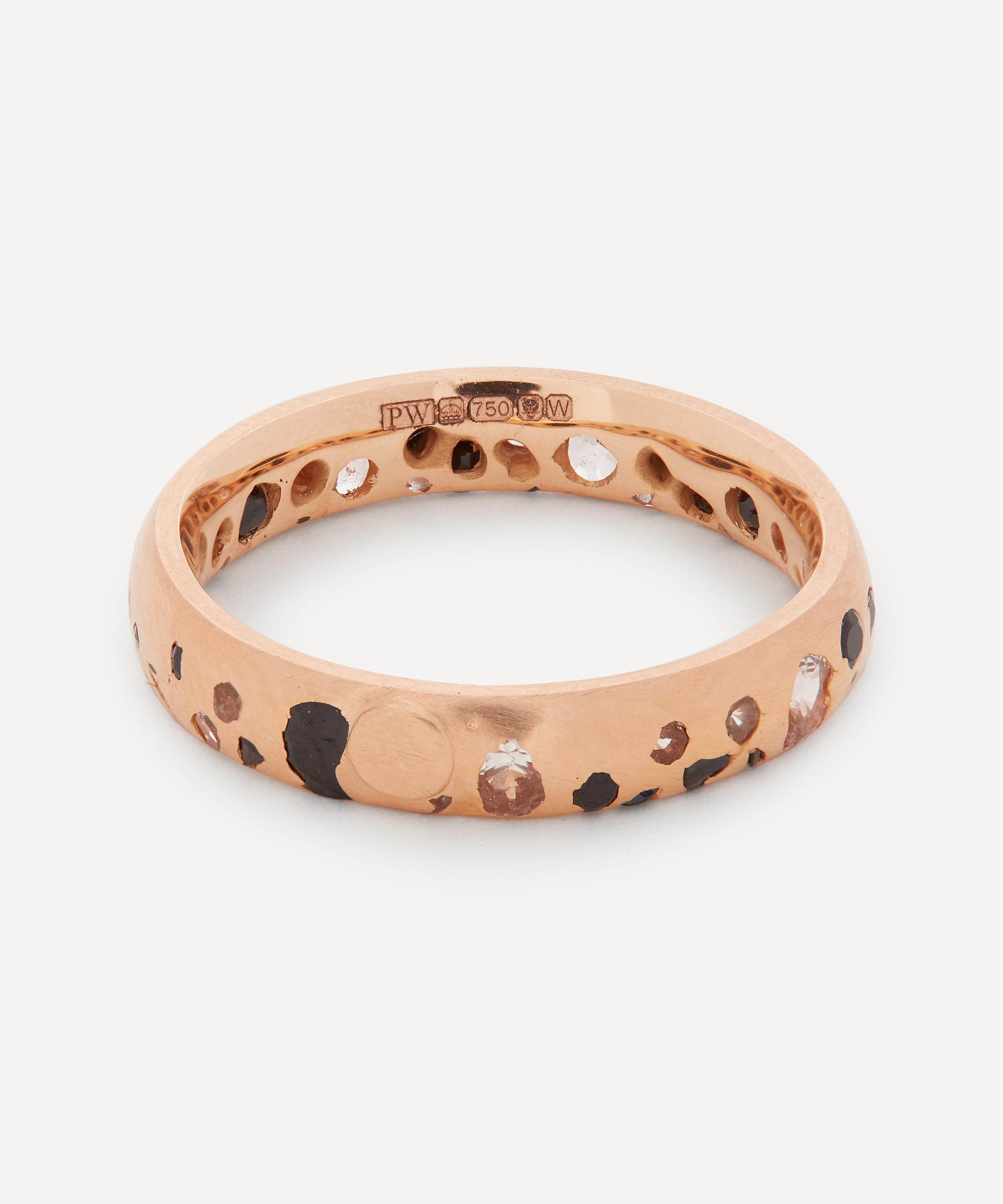 Polly Wales - 20ct Rose Gold Black and White Sapphire Confetti Ring