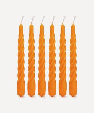 Orange Twisted Candles Set of Six