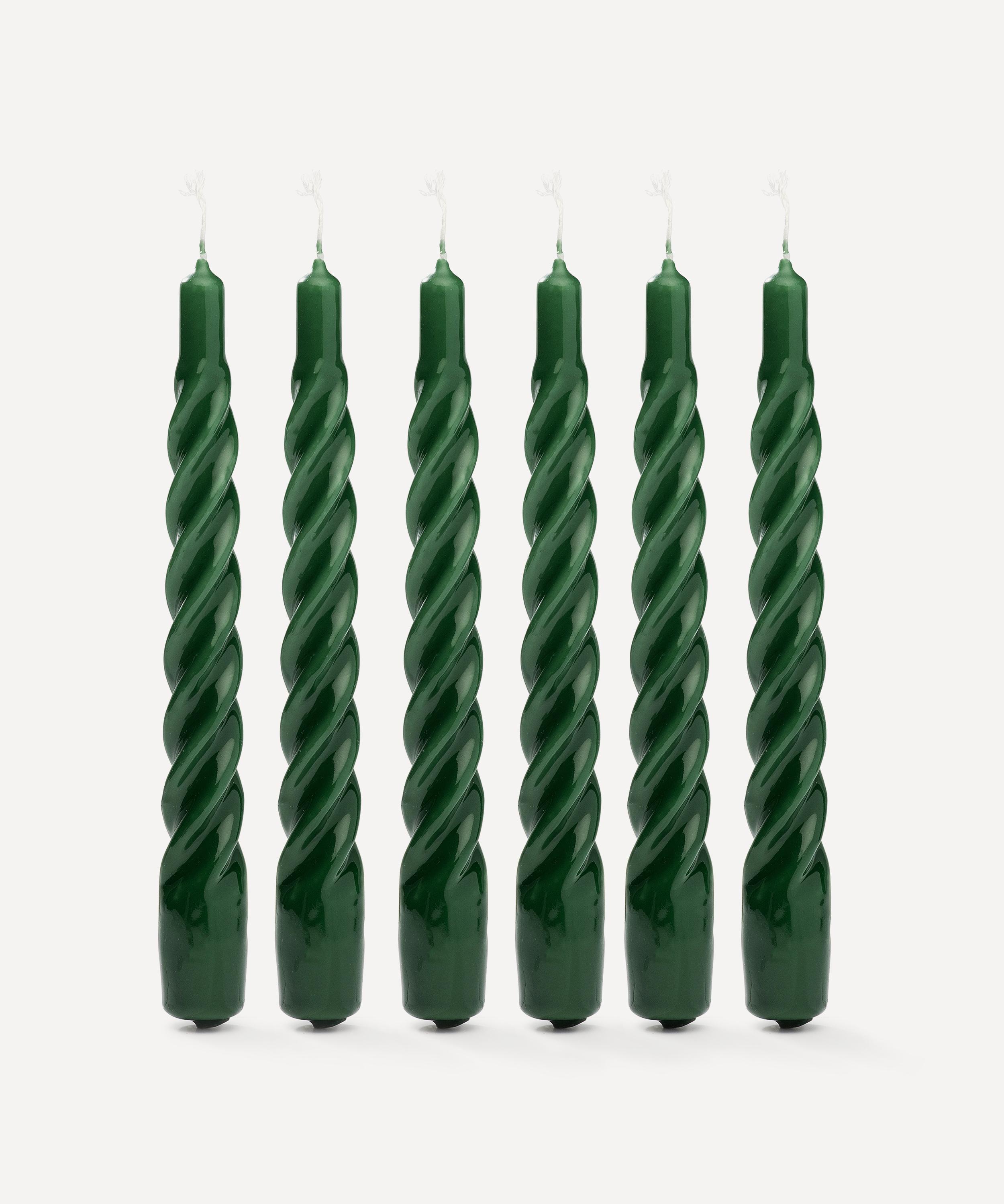 Anna + Nina - Dark Green Twisted Candles Set of Six image number 0
