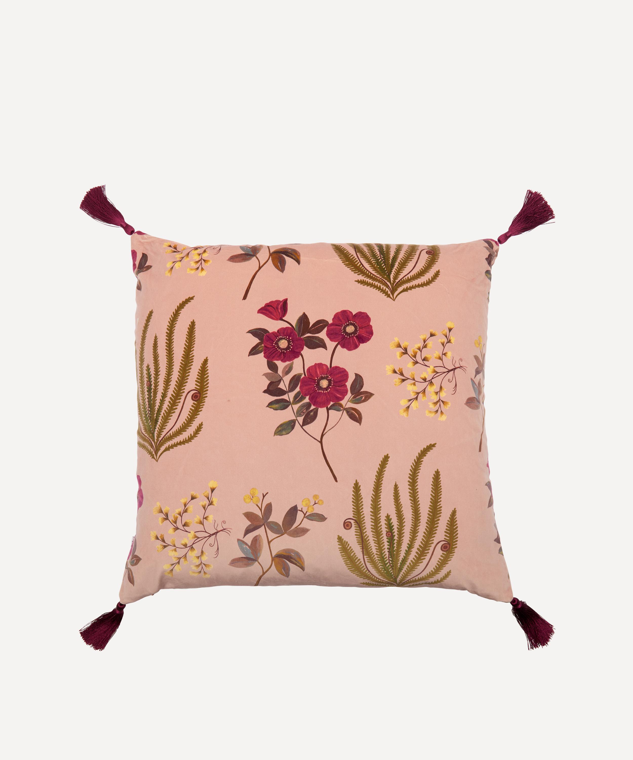 Liberty - Botanical Flora Tasselled Square Velvet Cushion image number 2