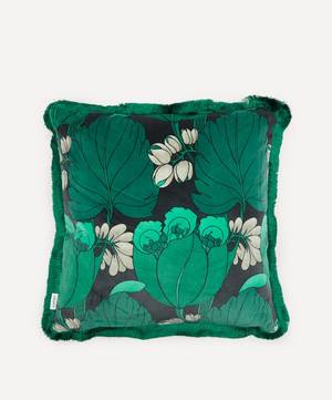 Regency Tulip Fringed Square Velvet Cushion