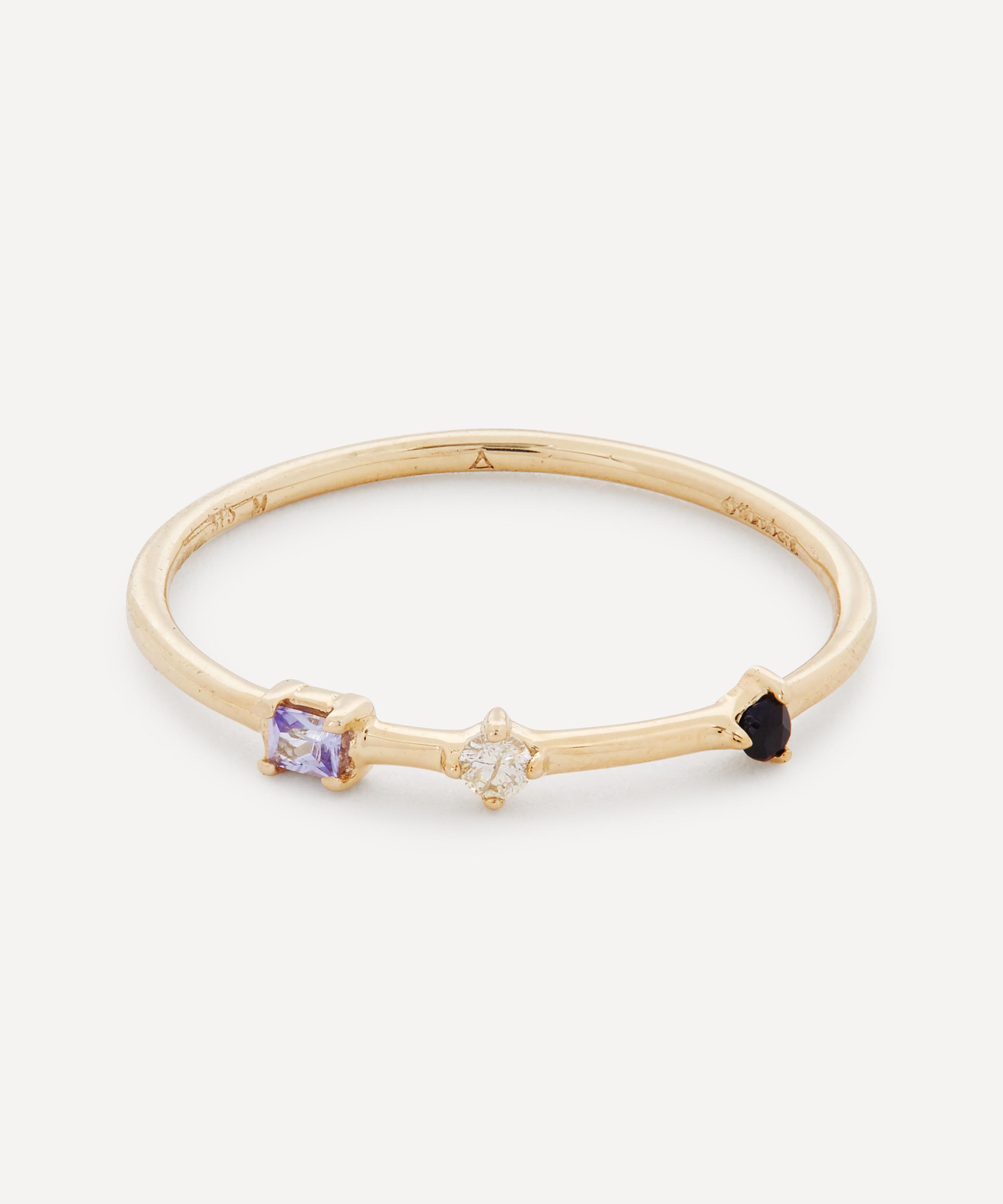 Otiumberg - 9ct Gold Three Stone Diamond Bamboo Ring image number 