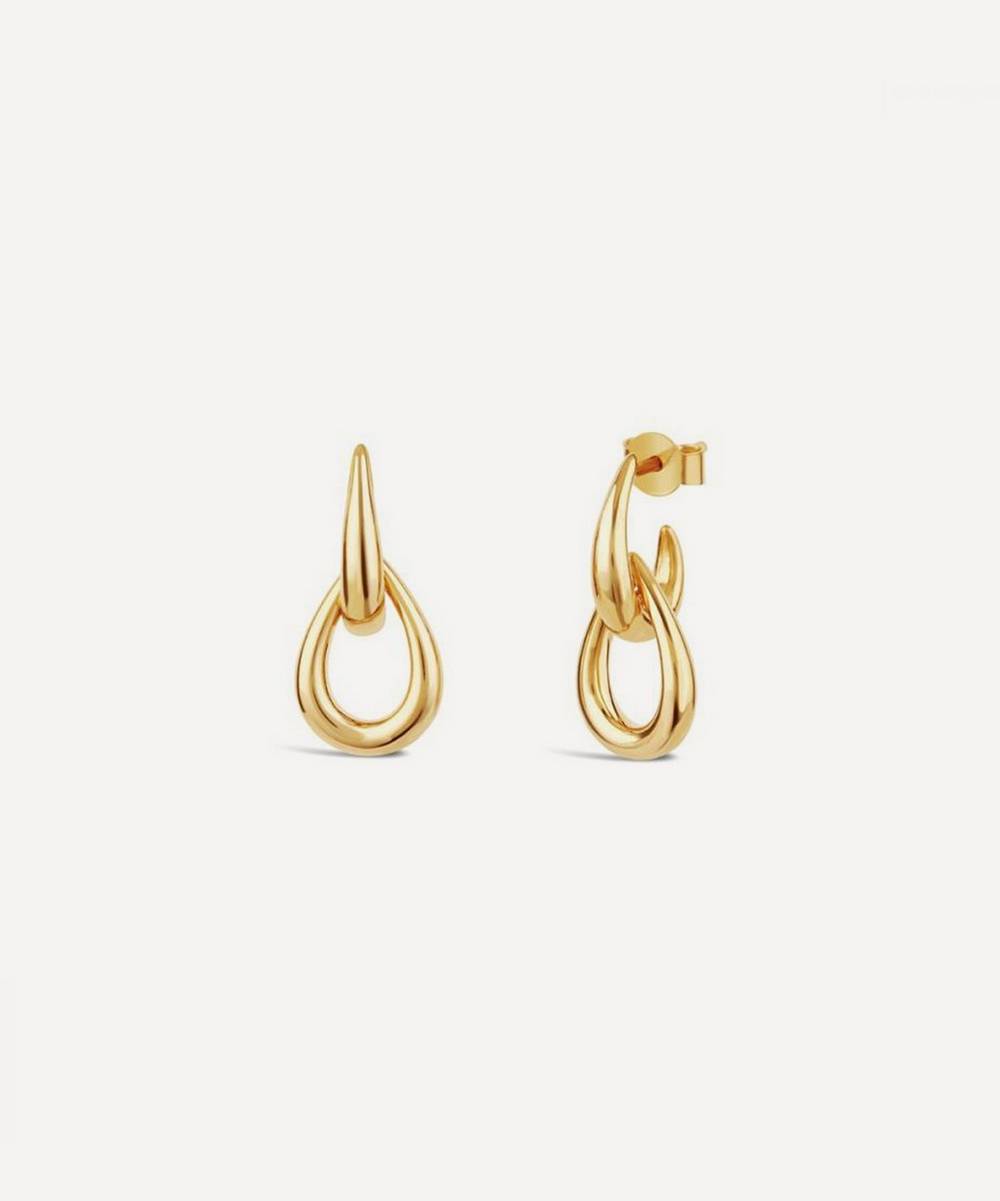 Dinny Hall - Gold Plated Vermeil Silver Raindrop Double Link Drop Earrings