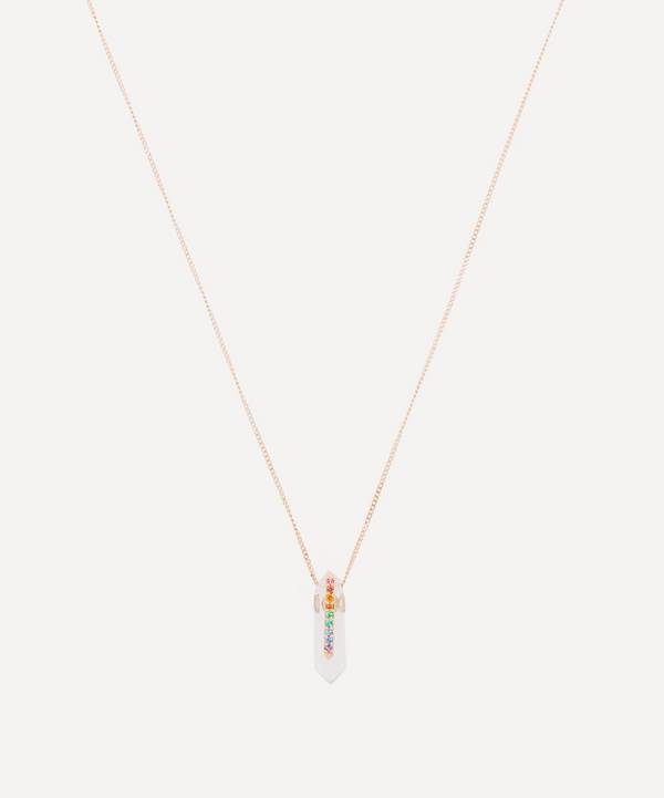 Pascale Monvoisin - 14ct Rose Gold Moon N°1 Crystal and Rainbow Nanogem Pendant Necklace