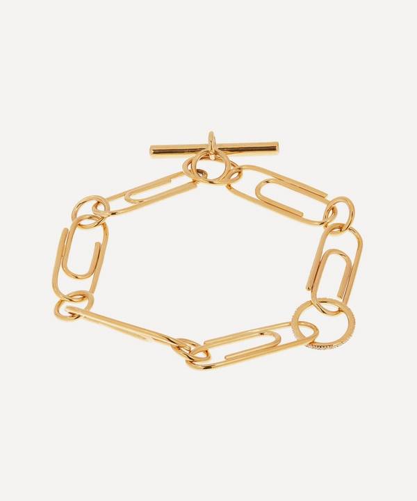 Hillier Bartley - Gold Plated Vermeil Silver Crystal Toggle Paperclip Chain Bracelet