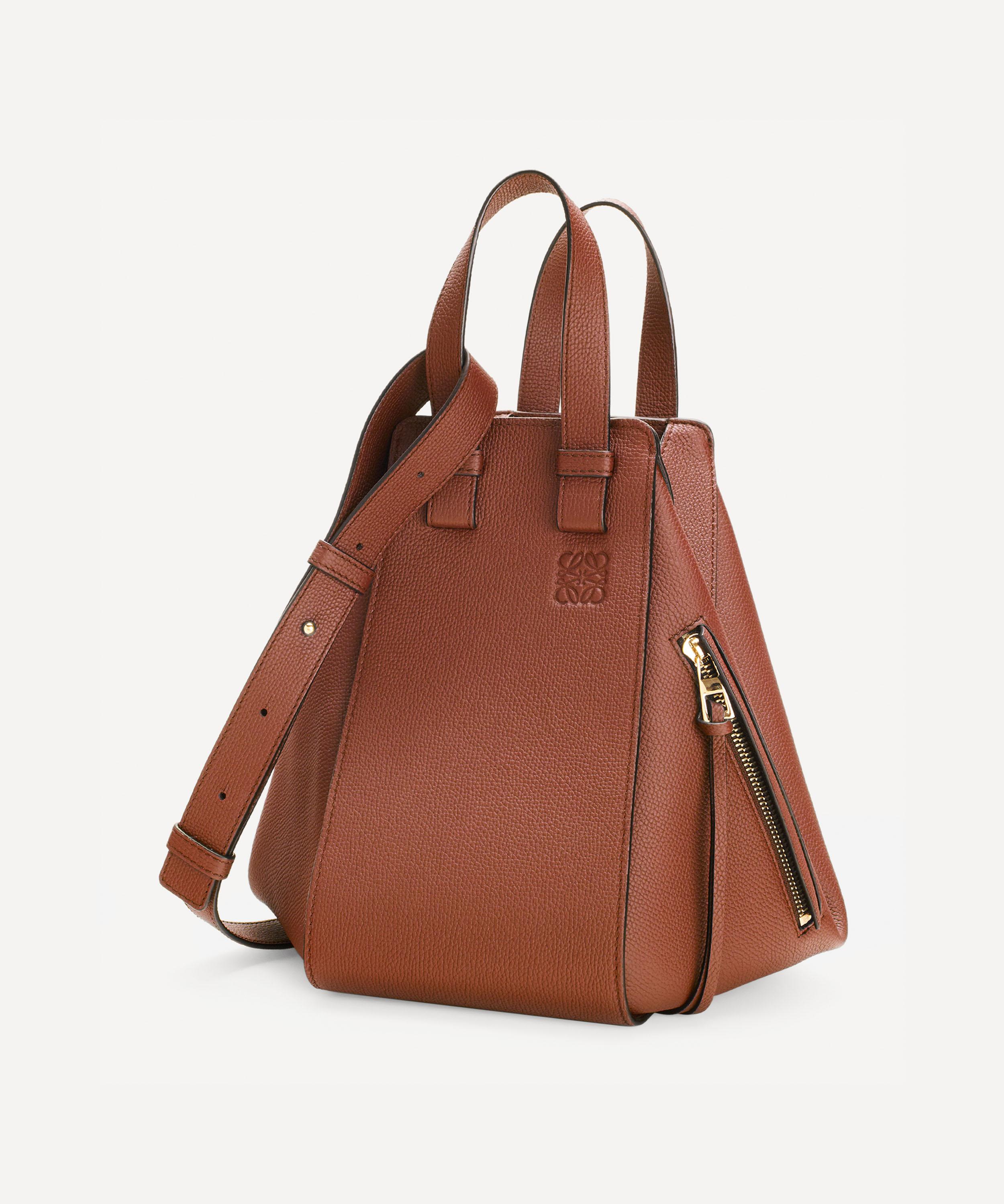 Hammock Compact Leather Tote Bag in Brown - Loewe