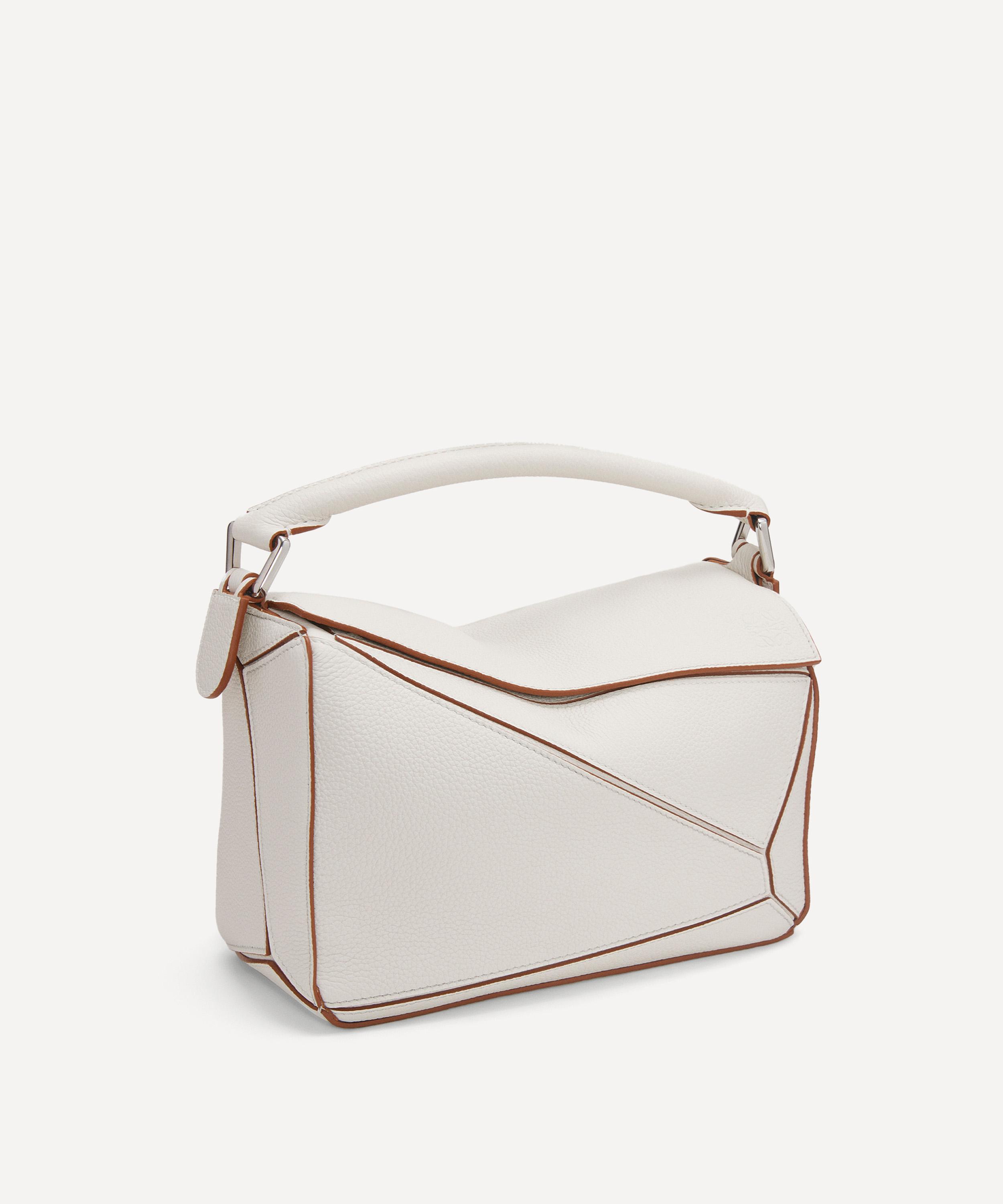 LOEWE, Mini Puzzle Grained Calfskin Leather Crossbody Bag, WHITE, Women