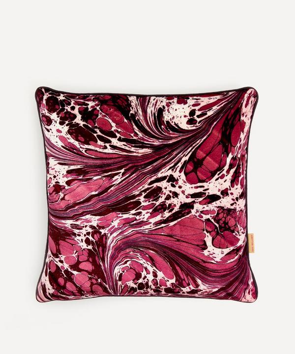 Susi Bellamy - Mulberry Fantasy Marbled Velvet Square Cushion image number null