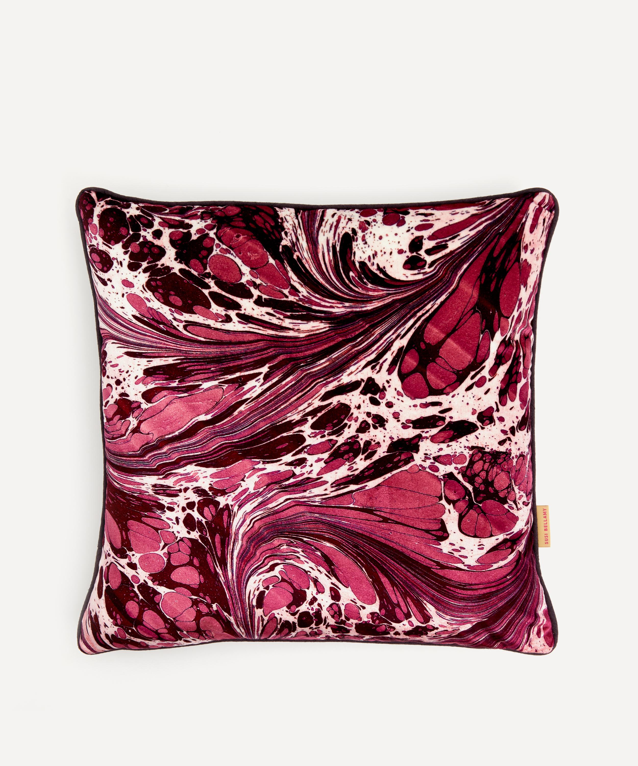 Susi Bellamy - Mulberry Fantasy Marbled Velvet Square Cushion image number 0