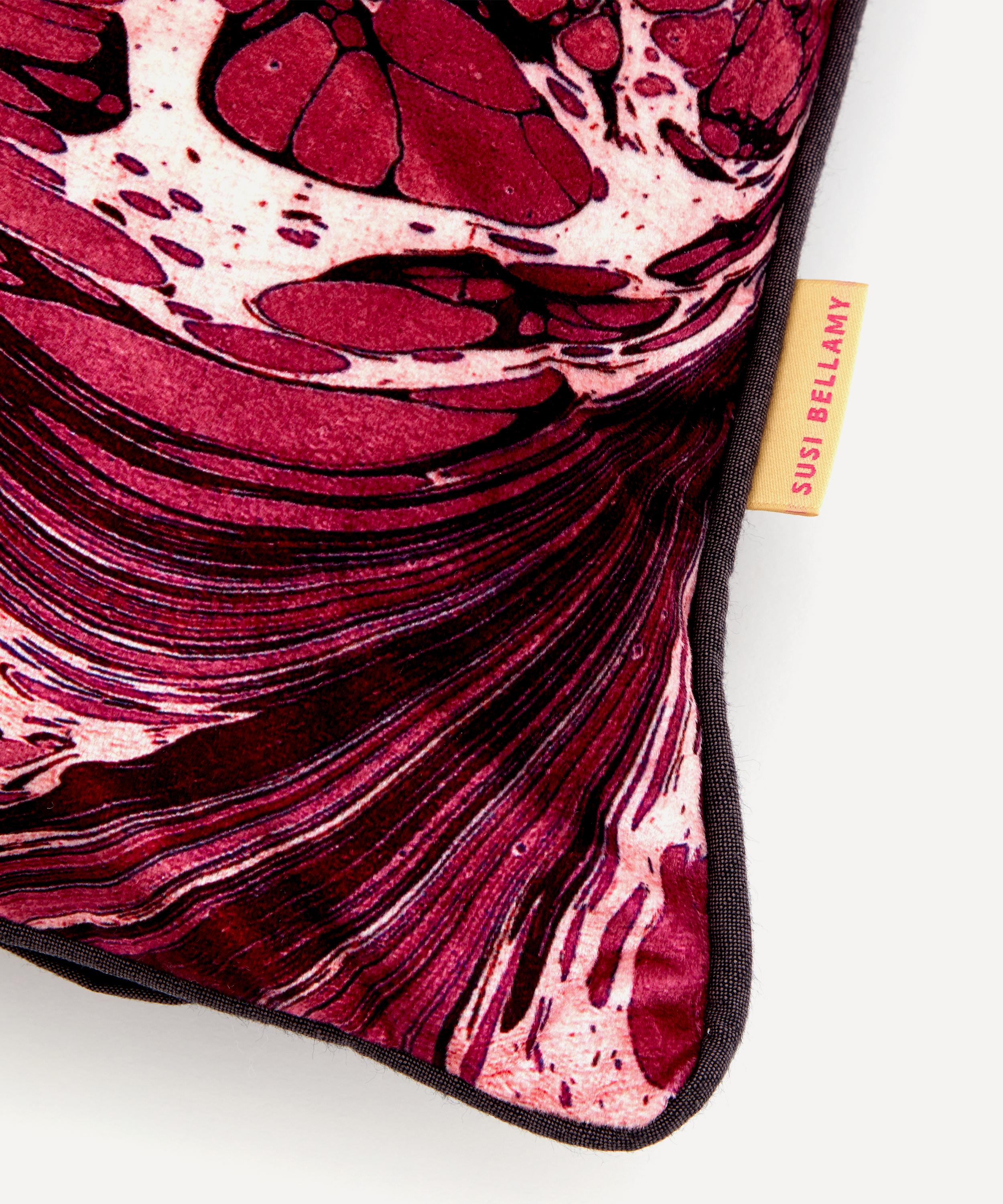 Susi Bellamy - Mulberry Fantasy Marbled Velvet Square Cushion image number 2