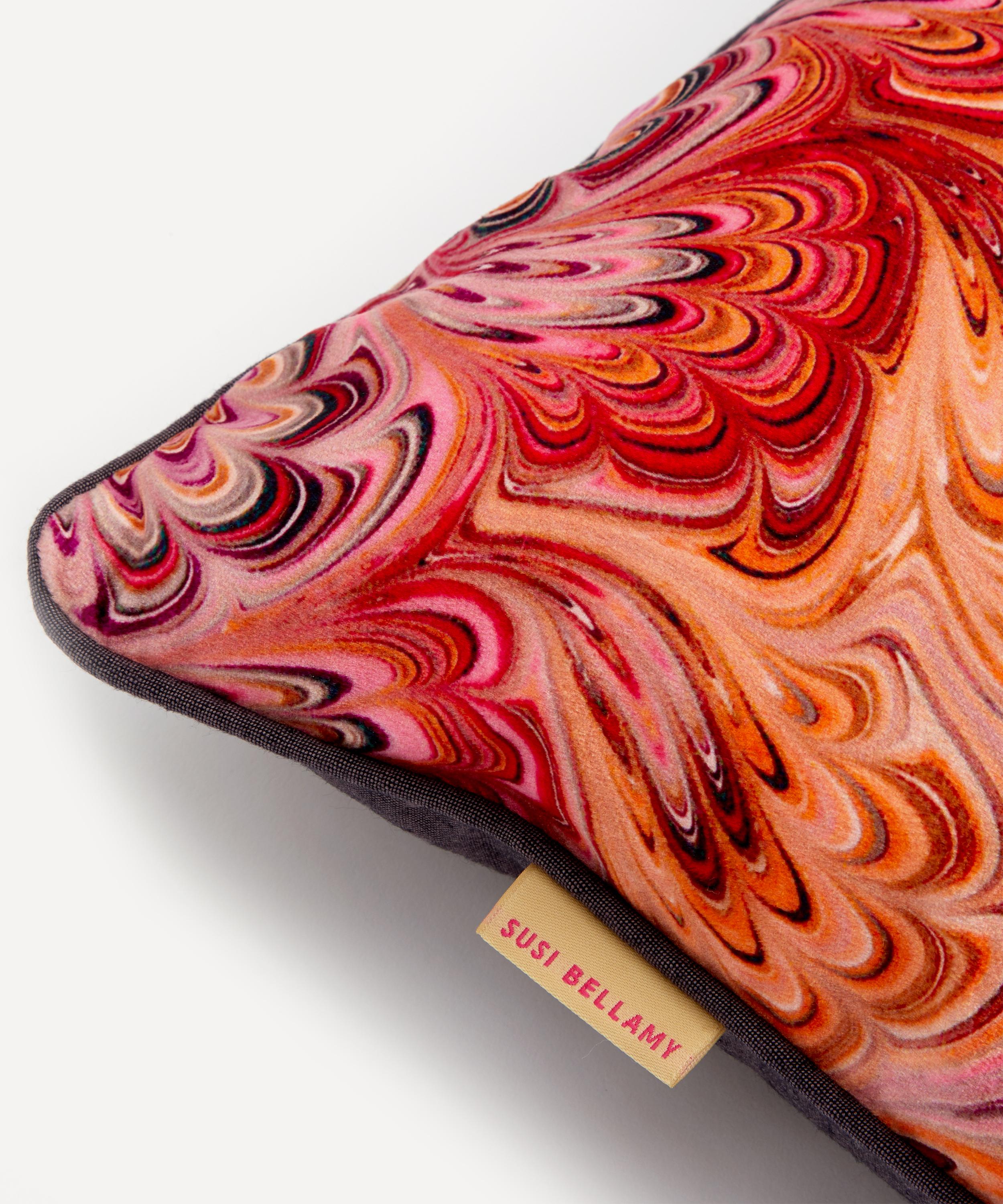 Susi Bellamy - Blush Bouquet Marbled Velvet Square Cushion image number 2