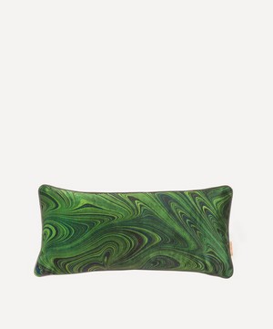 Susi Bellamy - Malachite Marbled Velvet Oblong Cushion image number 0