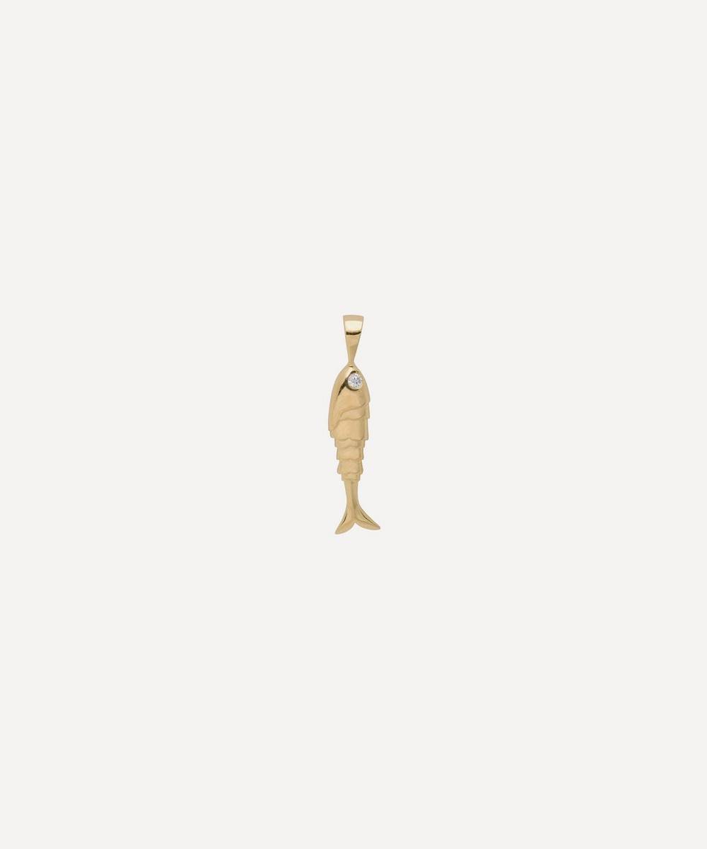 Anna + Nina - Gold-Plated Fish Zirconia Necklace Charm