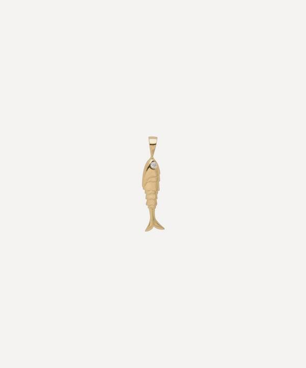 Anna + Nina - Gold-Plated Fish Zirconia Necklace Charm image number 0