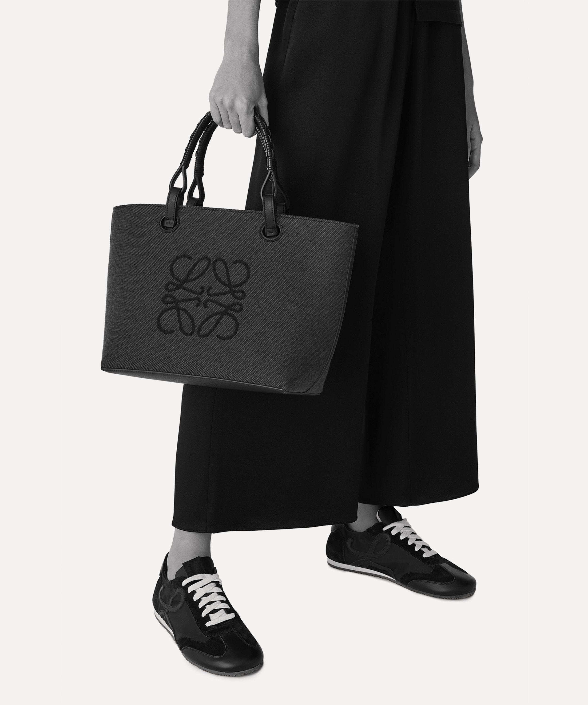 Loewe Small Anagram Cut Out Tote In Calfskin In Black