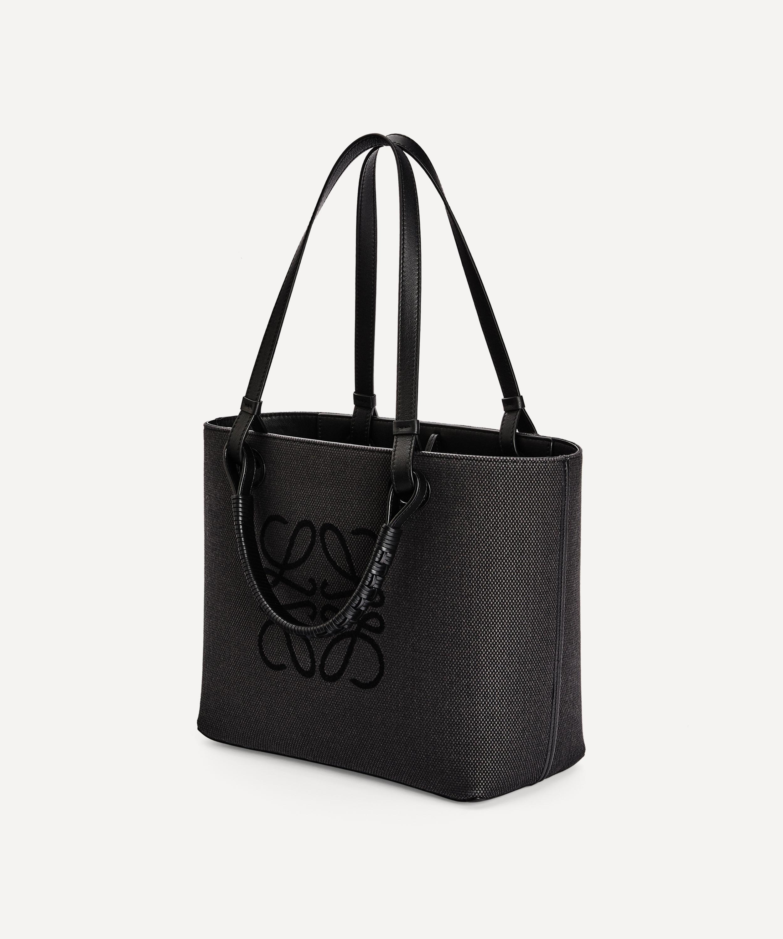 Loewe - Women's Mini Anagram Tote Bag in Jacquard and Calfskin - Natural - Leather