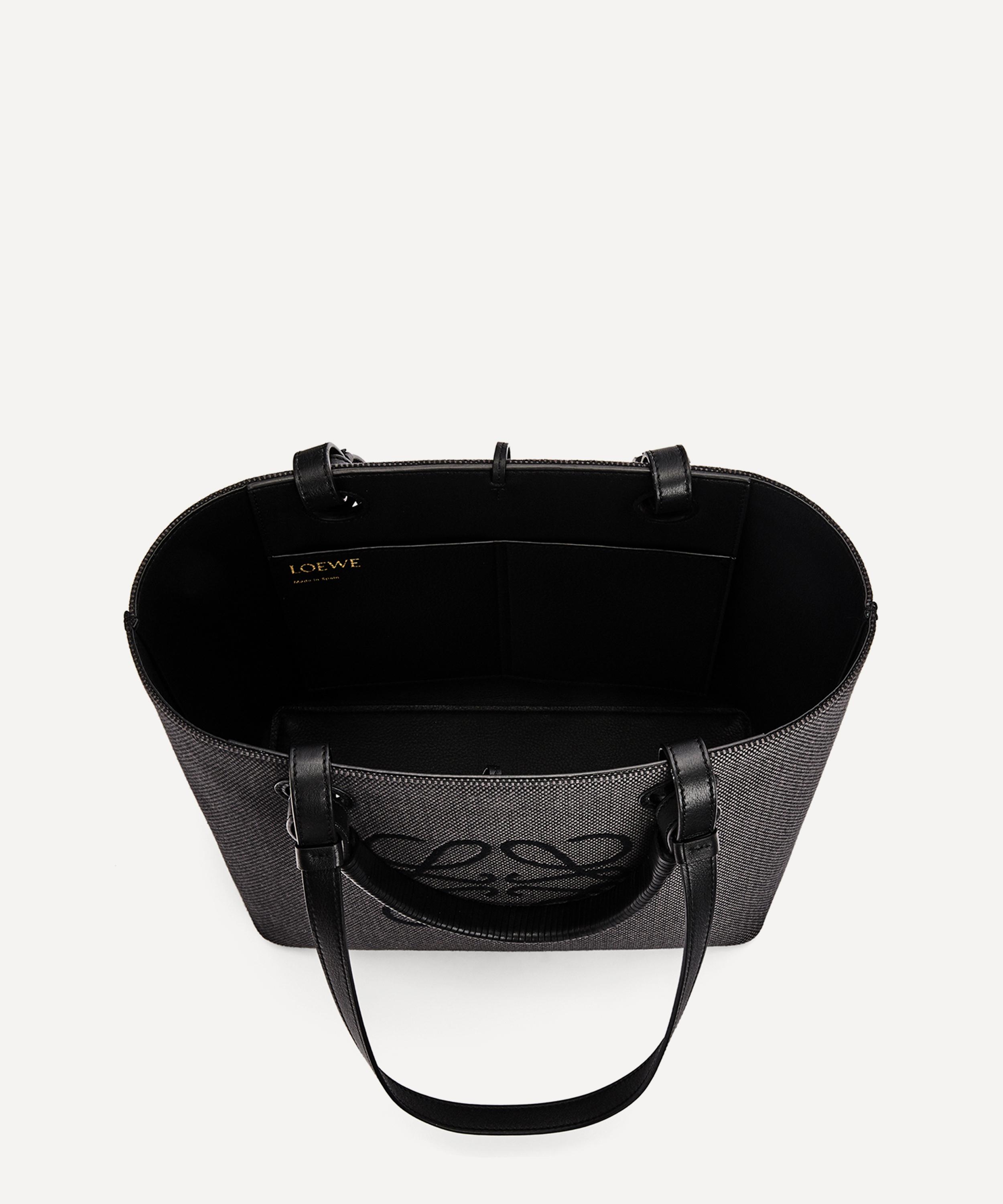 Loewe Small Anagram Tote Bag In Grained Calfskin in Black