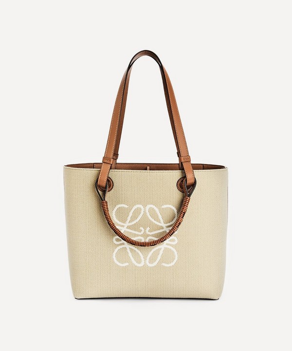 Loewe - Small Anagram Jacquard Canvas and Leather Tote Bag image number null