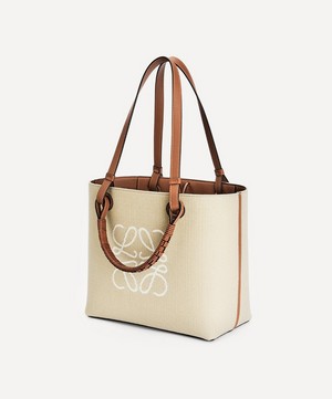 Loewe - Small Anagram Jacquard Canvas and Leather Tote Bag image number 2